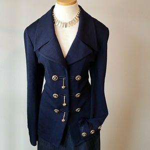 St. John Collection sailor style navy blue blazer
